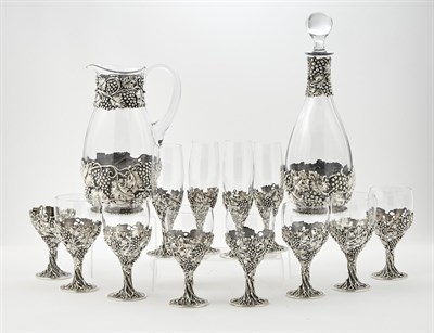 Lot 140 - Gianmaria Buccellati Sterling Silver and Glass Bar Set