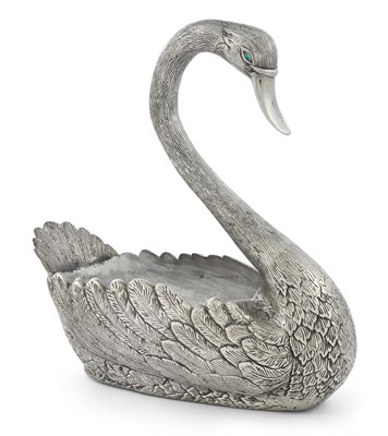Lot 261 - Pewter Swan-Form Centerpiece Jardiniere