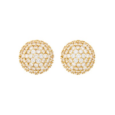 Lot 150 - Pair of Gold and Diamond Bombé Earrings