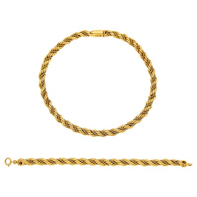 Lot 1169 - Gold Rope-Twist Necklace and Bracelet