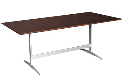 Lot 326 - Arne Jacobsen for Fritz Hansen Rosewood and Aluminum Model 3571 Dining Table