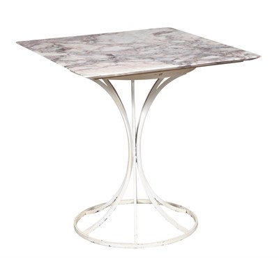 Lot 339 - Laverne International White Painted Metal and Granite Flower Stem Table