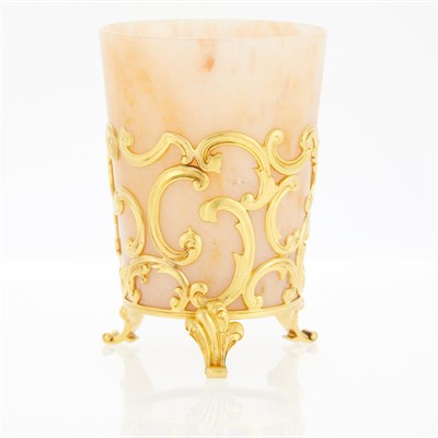 Lot 67 - Fabergé Gold-Mounted Aventurine Quartz Beaker...