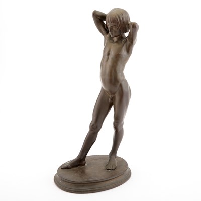 Lot 522 - Patinated Bronze Figure of a Nude Boy