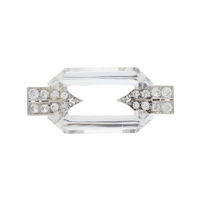 Lot 114 - Platinum, Rock Crystal and Diamond Brooch