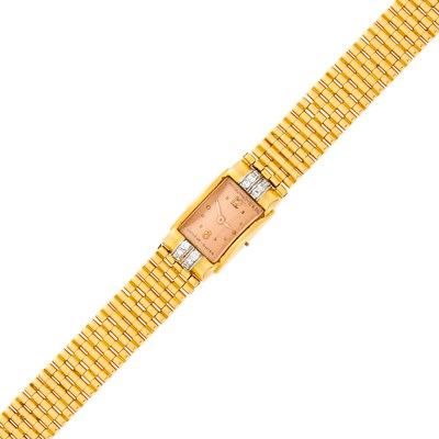 Lot 1173 - Patek Philippe Gold, Platinum and Diamond Wristwatch