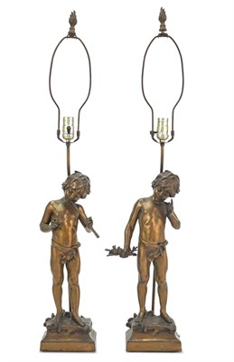 Lot 274 - Pair of Bronze Figural Lamps