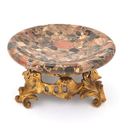 Lot 190 - Continental Breche d'Alep Marble and Gilt-Bronze Tazza