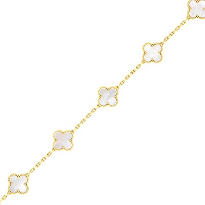 Lot 101 - Van Cleef & Arpels Gold and Mother-of-Pearl 'Alhambra' Bracelet, France