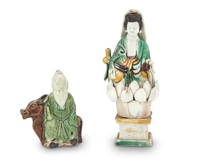Lot 112 - Two Chinese Famille Verte Biscuit Porcelain Figures