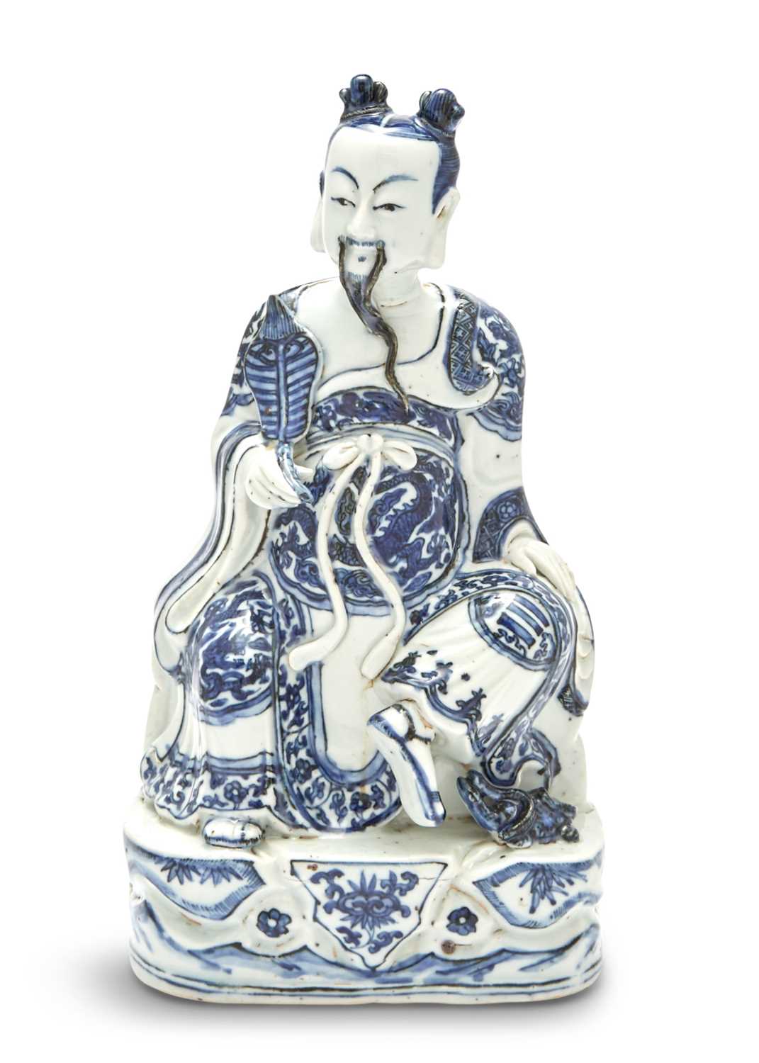 Lot 363 - A Chinese Blue and White Porcelain Figure of a Seated Immortal
