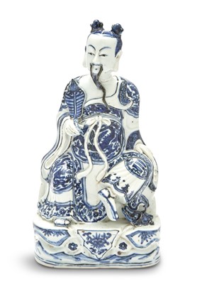 Lot 363 - A Chinese Blue and White Porcelain Figure of a Seated Immortal