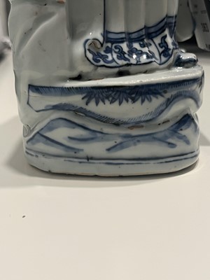 Lot 363 - A Chinese Blue and White Porcelain Figure of a Seated Immortal