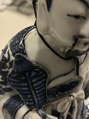 Lot 363 - A Chinese Blue and White Porcelain Figure of a Seated Immortal