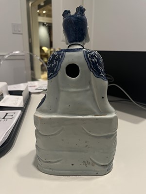 Lot 363 - A Chinese Blue and White Porcelain Figure of a Seated Immortal
