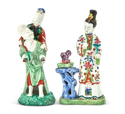 Lot 130 - Two Chinese Enameled Porcelain Figural Groups