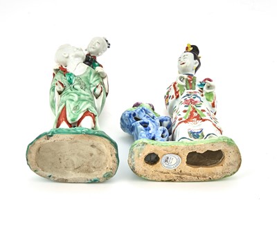 Lot 360 - Two Chinese Enameled Porcelain Figural Groups
