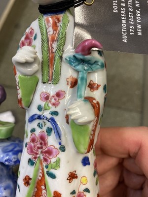 Lot 360 - Two Chinese Enameled Porcelain Figural Groups