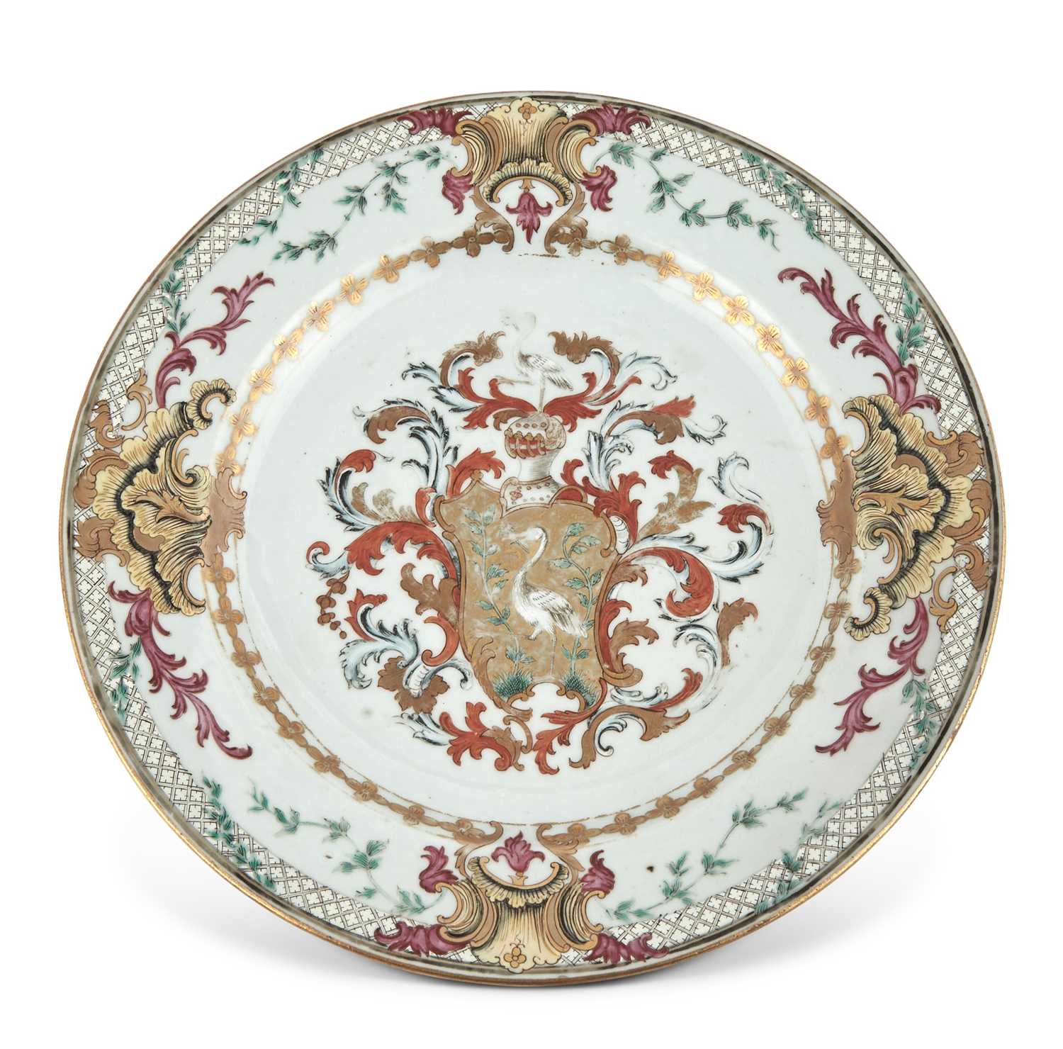 Lot 376 - A Chinese Export Porcelain Swedish Market Armorial Plate