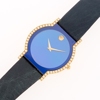Lot 1073 - Movado Gold and Diamond 'Museum Horizon' Wristwatch