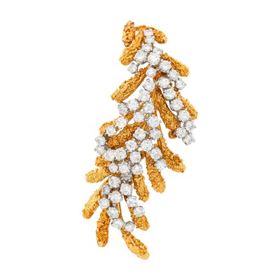 Lot 137 - Nugget Gold, Platinum and Diamond Clip-Brooch