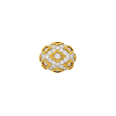 Lot 193 - Cartier Gold, Platinum and Diamond Dome Ring, France