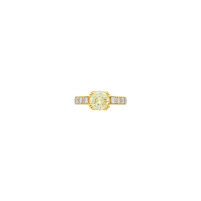 Lot 13 - Gold, Light Yellow Diamond and Diamond Ring