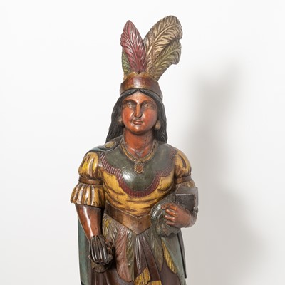 Lot 689 - Painted and Carved Wood Cigar Store Native American Figure