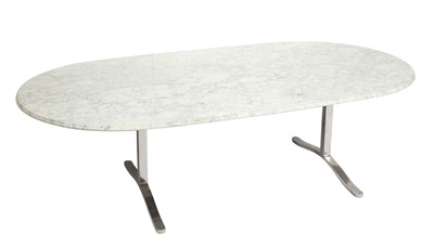 Lot 593 - Nicos Zagraphos Marble and Polished Steel "Alpha" Dining Table