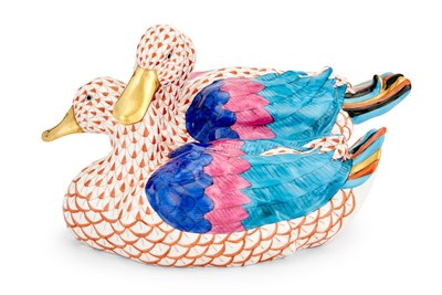 Lot 298 - Herend Porcelain Duck Group Height 6 inches,...
