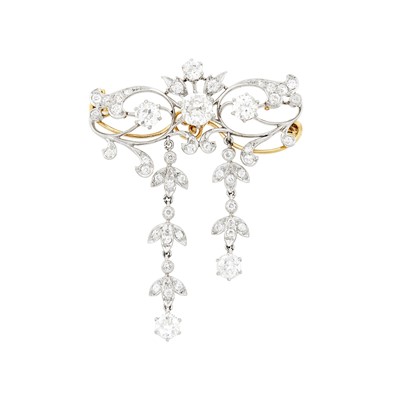 Lot 2075 - Edwardian Gold, Platinum and Diamond Brooch