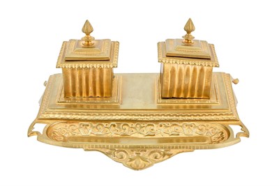 Lot 197 - Victorian Gilt-Metal Inkstand Height 5 1/2...