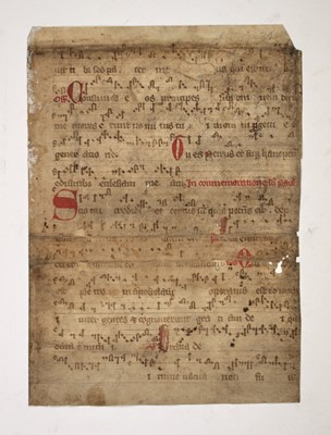 Lot 14 - [MUSIC MANUSCRIPTS]
A group of six leaves extracted from medieval and early modern antiphonals.