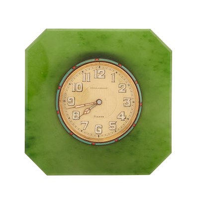 Lot 204 - Udall & Ballou Nephrite Desk Clock 3 3/4...