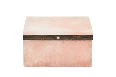 Lot 202 - German Silver-Mounted Rose Quartz Box Height 2...