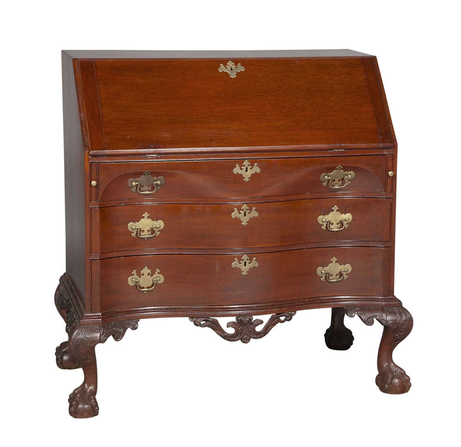 Lot 626 - Chippendale Carved  Mahogany Serpentine Fall-Front Desk