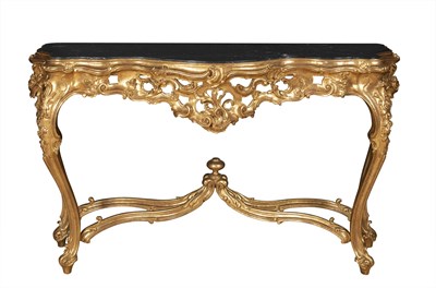 Lot 272 - Continental Rococo Style Giltwood Marble Top Console