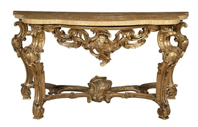 Lot 149 - Italian Rococo Marble Top Giltwood Console...