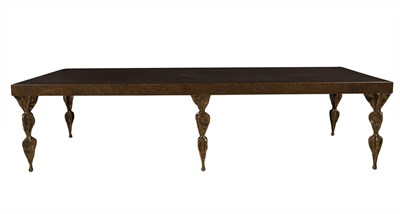 Lot 164 - Dark Stained Wood and Patinated Metal Low...