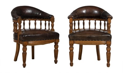 Lot 104 - Pair of William IV Upholstered Oak...