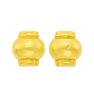 Lot 43 - Ilias Lalaounis Pair of Hammered High Karat Gold Bombé Earclips