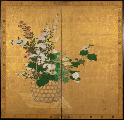 Lot 579 - An Important Japanese Two-Panel Screen by Kano Tan'yu