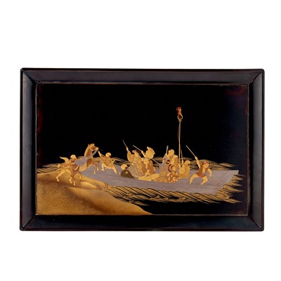 Lot 239 - A Japanese Gilt and Black Lacquered Tray
