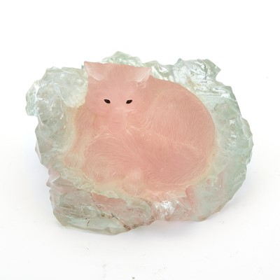Lot 78 - Andreas von Zadora-Gerlof Pink Quartz and Rock Crystal Figure of a Fox