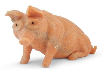 Lot 200 - Asprey Carved Eosite Figure of a Pig 20th...