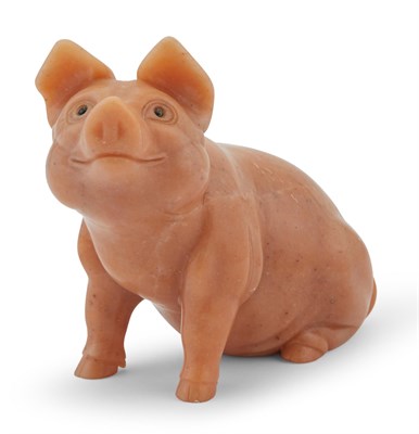 Lot 201 - Asprey Carved Eosite Figure of a Pig 20th...