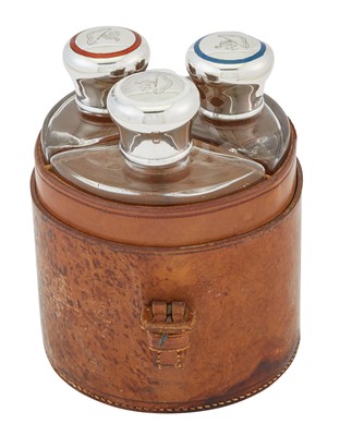 Lot 177 - Edward VII Sterling Silver and Enamel Flasks