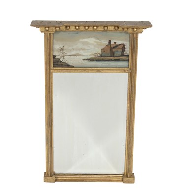 Lot 93 - Federal Giltwood and Églomisé Mirror Height 27...
