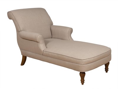 Lot 96 - Upholstered Stained Wood Chaise Longue Height...