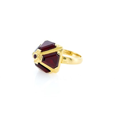 Lot 1095 - Gold and Garnet Dome Ring